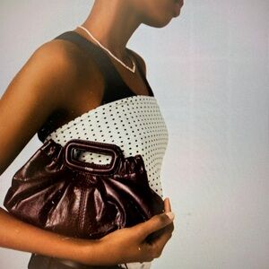 Maje cracked leather Milpli mini clutch